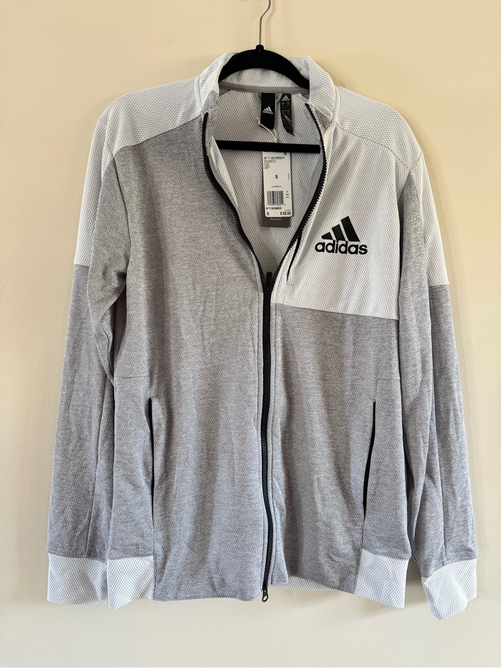 adidas M TI BOMBER DU2572 Men's Mesh Bomber Jacket Gray White Size S